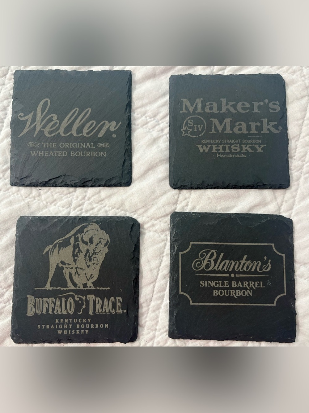 Set of 4 whisky/bourbon slate coasters
